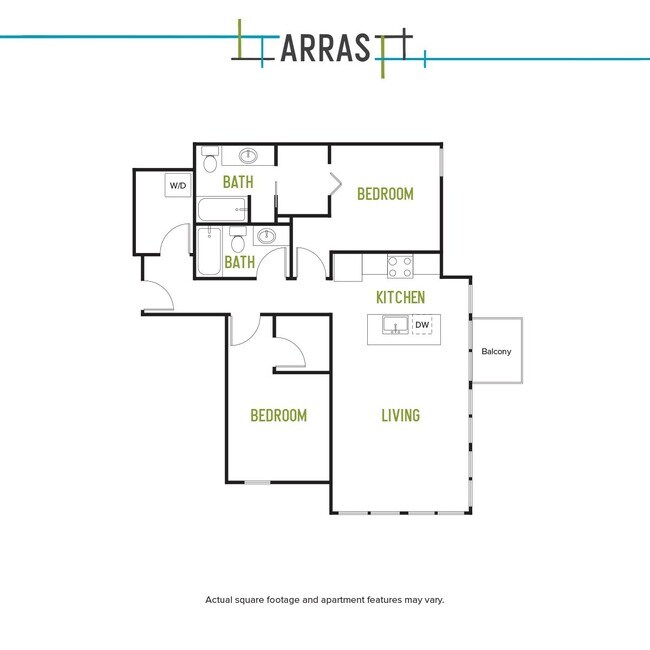Two Bed Two Bath C 1 1-612 floor plan